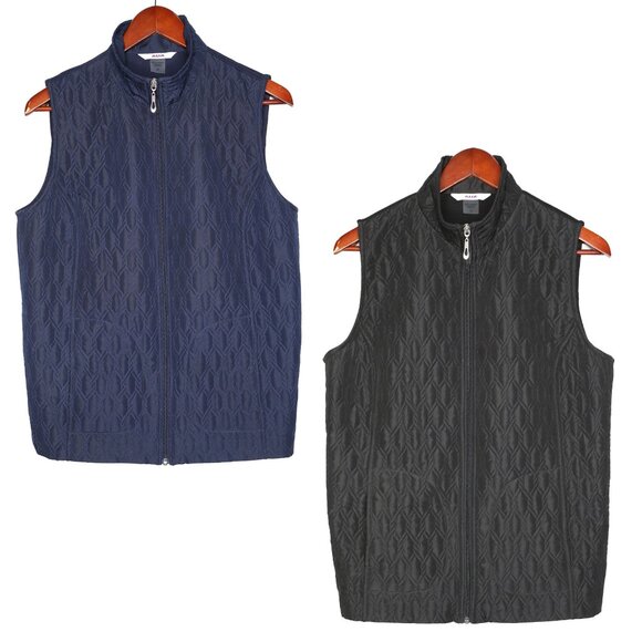 Alia Vest Lot x 2 | Lightweight Quilted Vests Black & Navy Diamond Zip Up Gilet - Picture 2 of 15